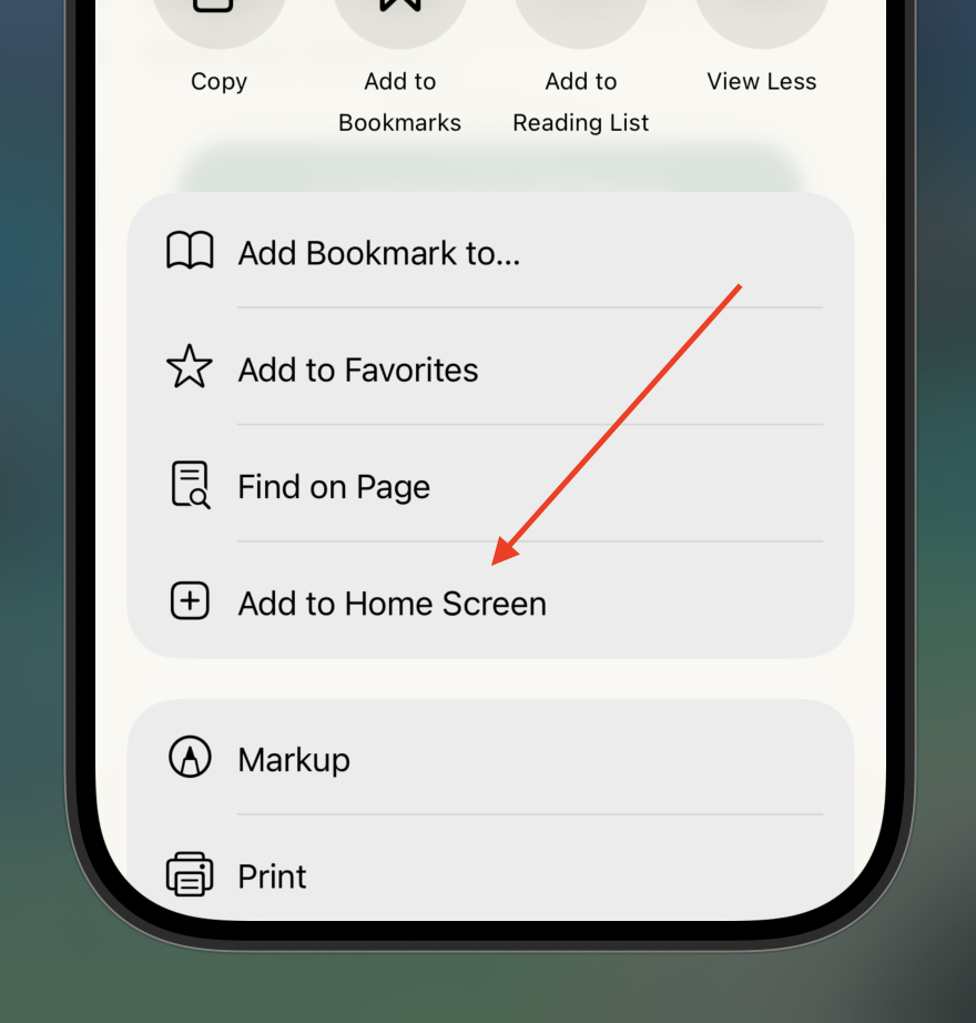 Select Add to Home Screen